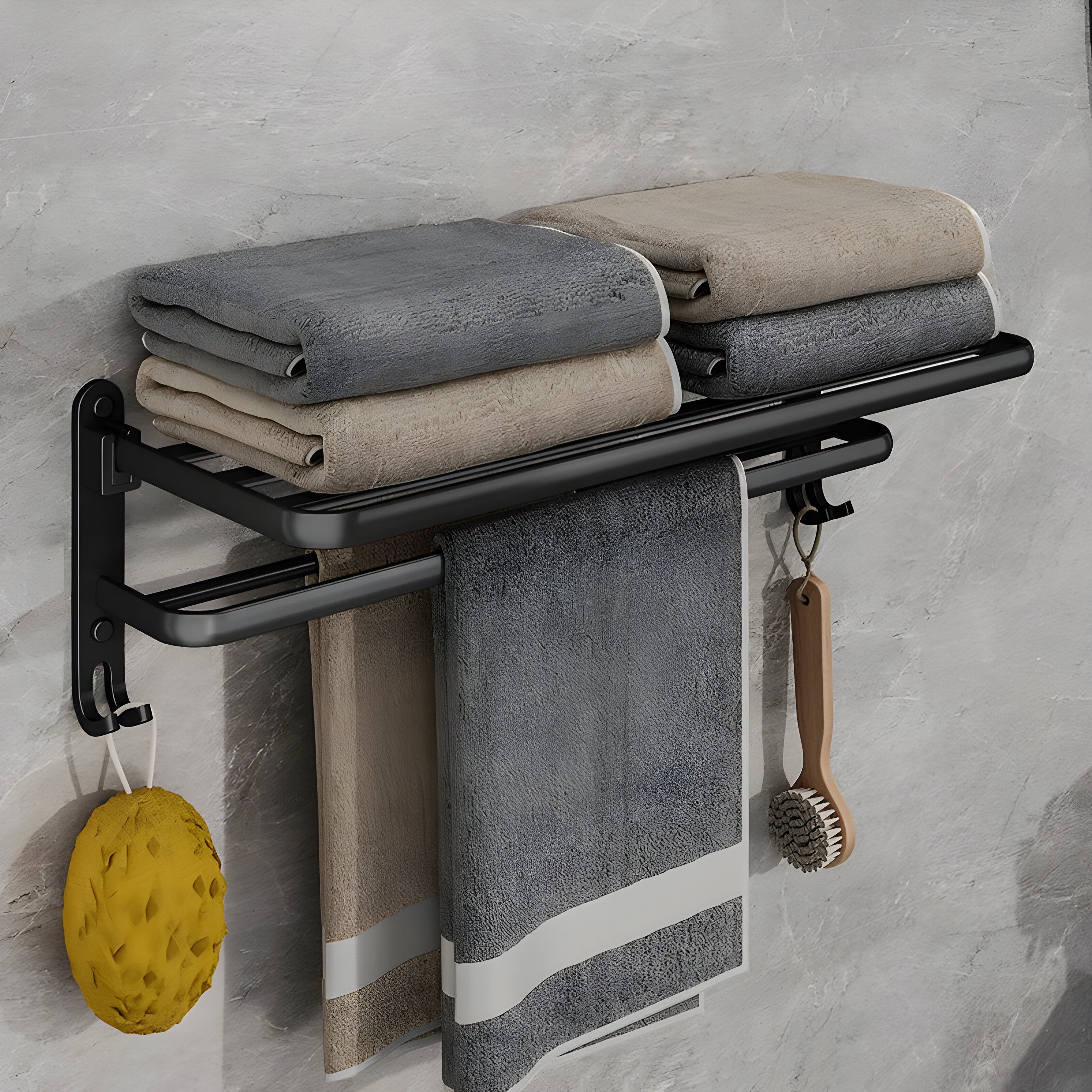 FoldRack - Handtuchhalter für Wandmontage Schwarzes Aluminium