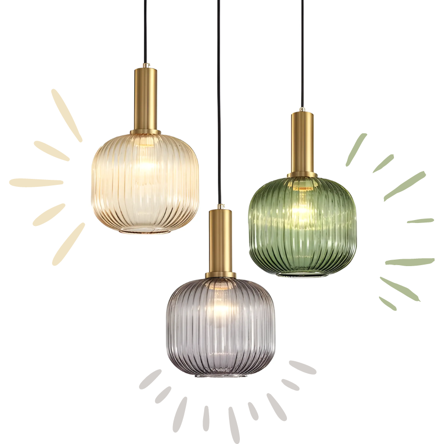 RetroCharm Lamps - Raumdeko Bunte Vintage Hängelampe aus Glas Elegare