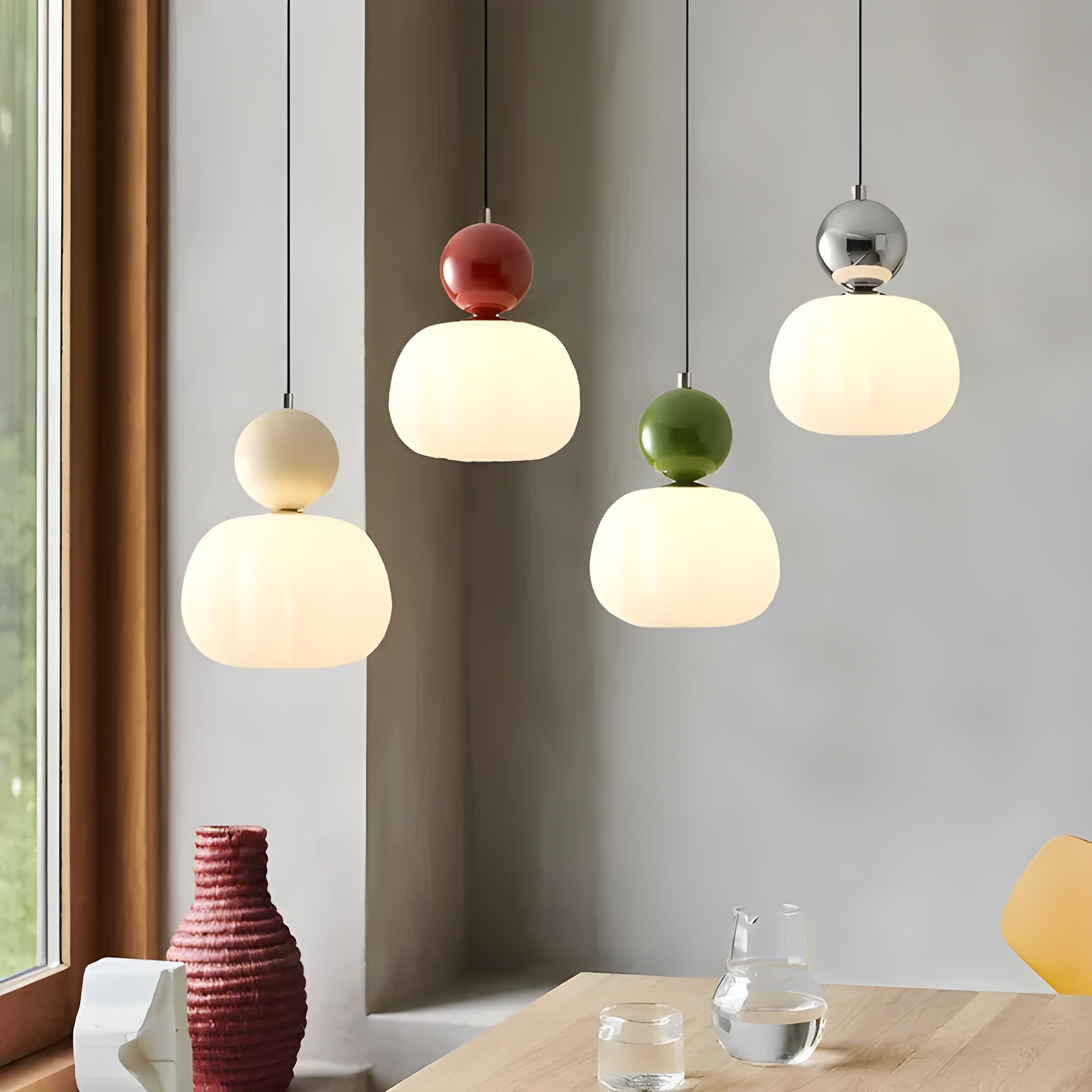 LumiPumpkin Light – Moderne Cremefarbene Pendelleuchte im Kürbis-Design