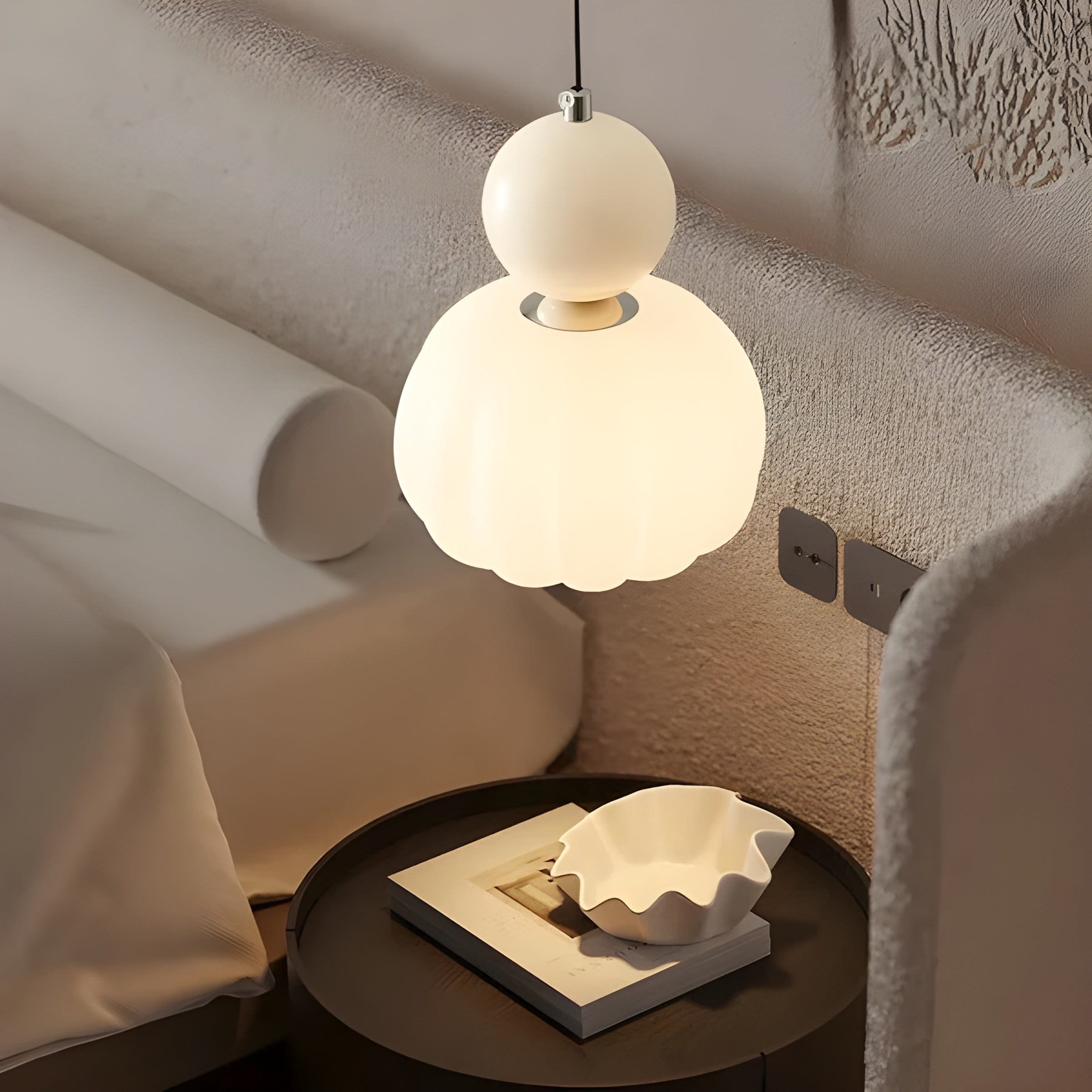 LumiPumpkin Light – Moderne Cremefarbene Pendelleuchte im Kürbis-Design