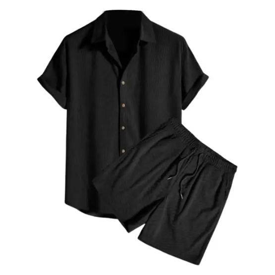 Komfortabel & Trendig Heren Casual Shirt Shorts Set - Elegare