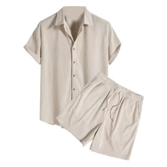 Komfortabel & Trendig Heren Casual Shirt Shorts Set - Elegare