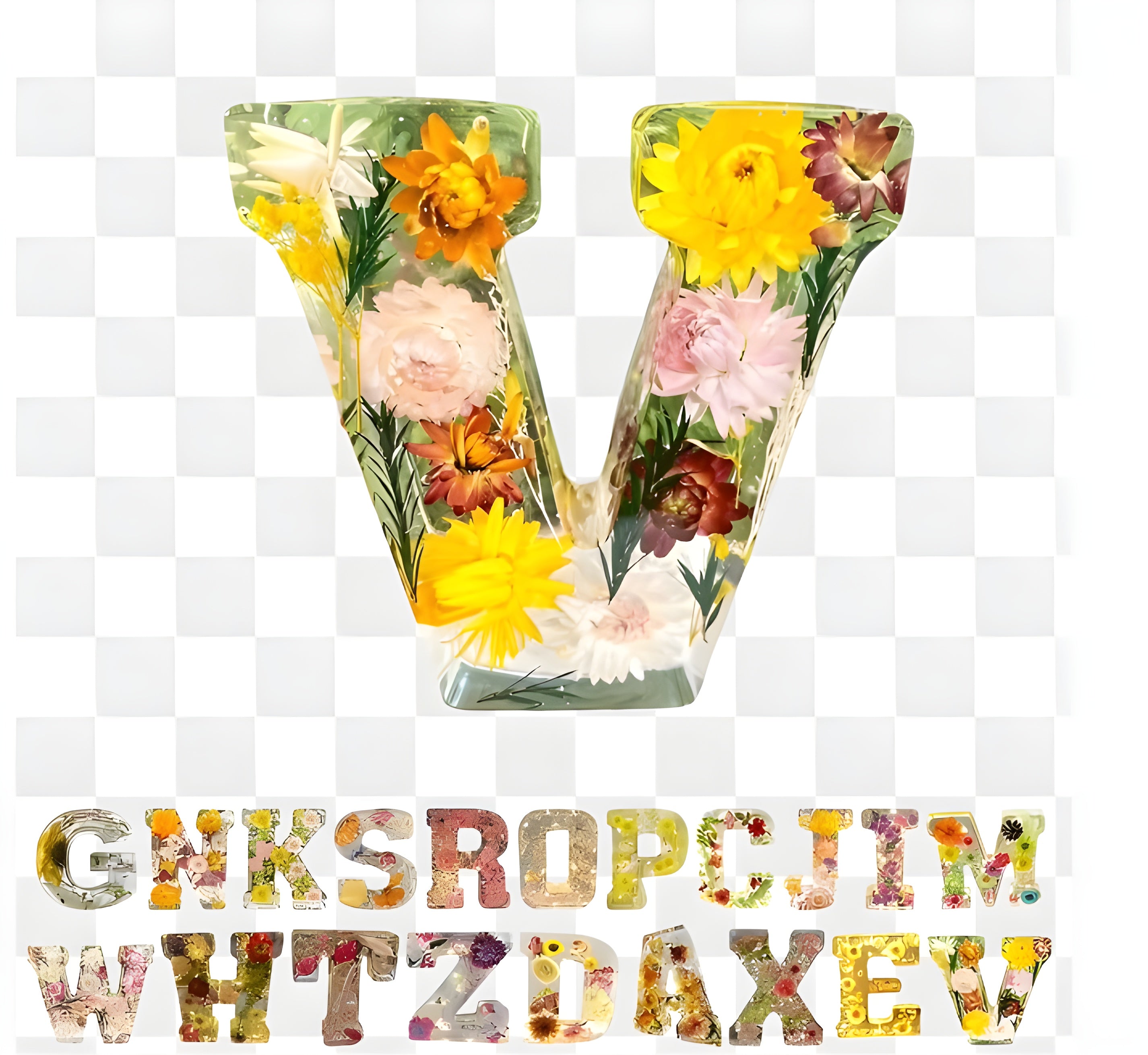 Blumen Buchstaben Lampe – Dekorativ aus Harz | Romantisches Licht für Zuhause & Feste