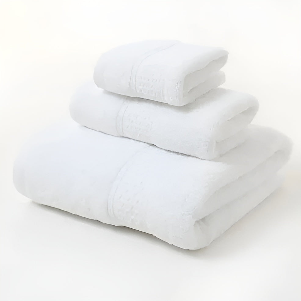 3-teiliges Baumwollhandtuch-Set – Weich und Saugstark | Perfekt für Bad und Alltag - 3 Stück Weiß - Handtuch-Set