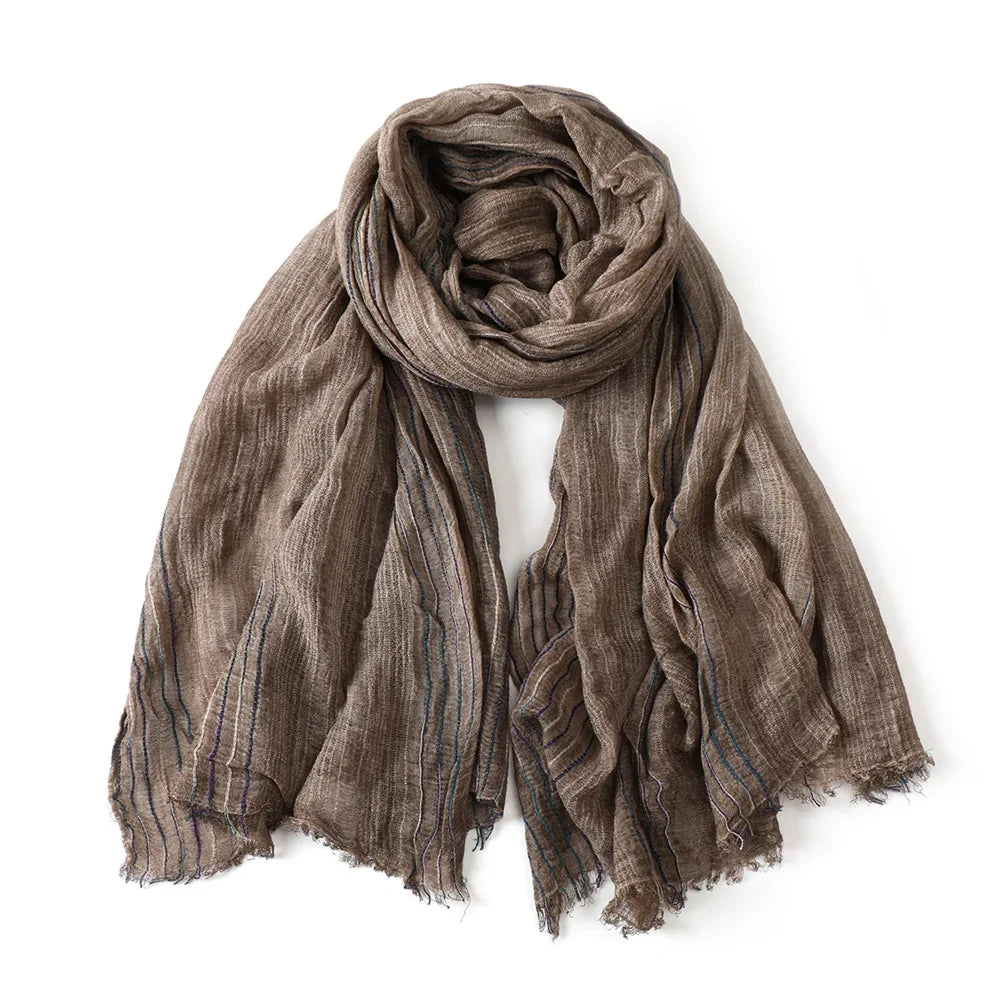 Gestreifter Winterschal Unisex – Detailansicht Fransenkante