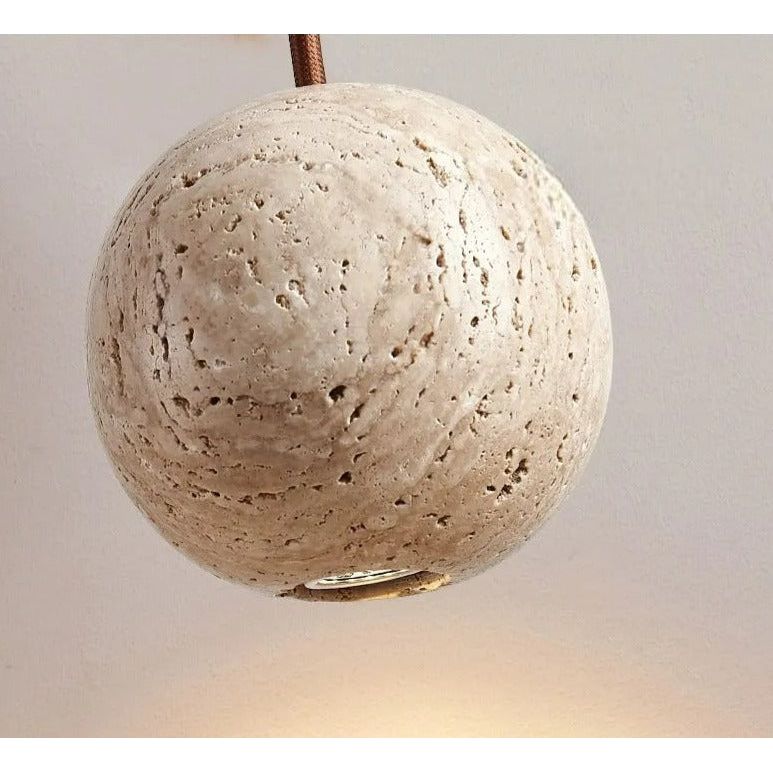 GlowStone Pendant - Travertin Runde Wabi Sabi Decken-LED-Leuchte Elegare