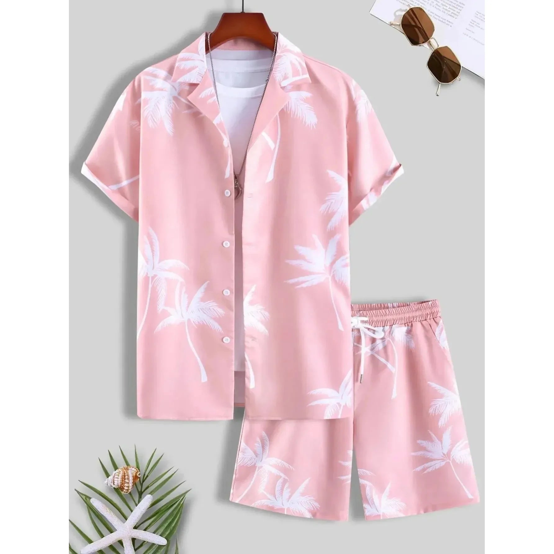 Erik Set - Herren Casual Hawaiian Sommer Zweiteiliges Set Elegare