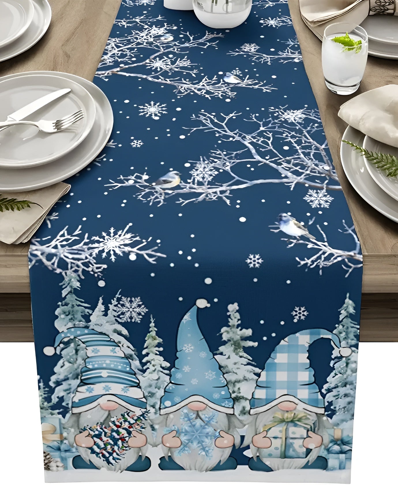 Weihnachtlicher Tischläufer – Dekorativ mit Schneeflocken | Perfekt für Winter & Festtafel