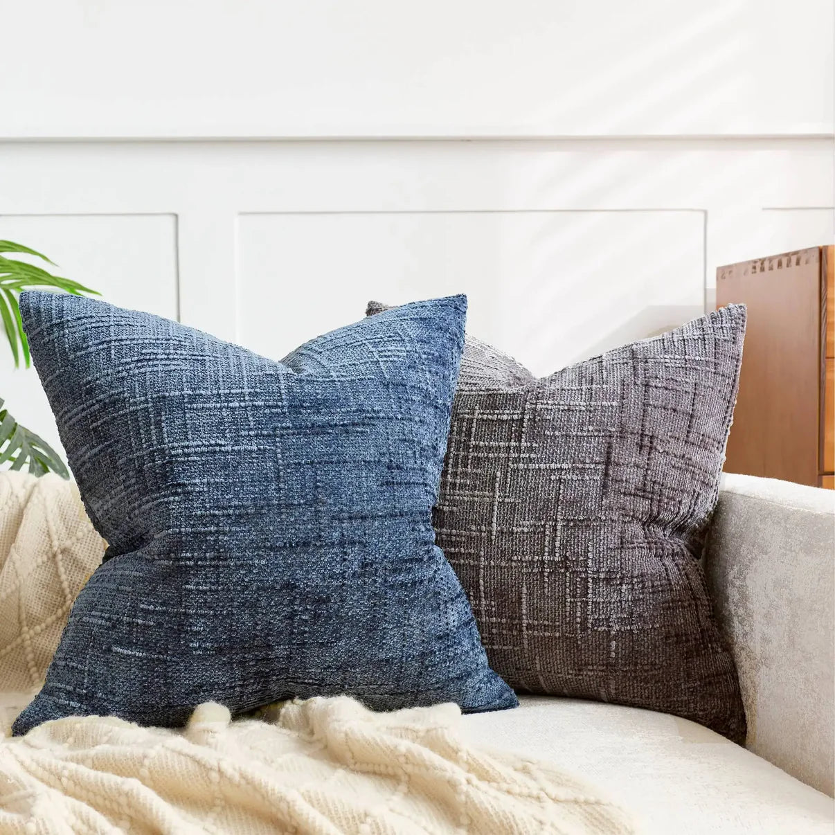 Chenille Sofakissenbezug – Weiches Uni-Design | Elegante Dekoration für Wohn- & Schlafzimmer - Bettwäsche-Set