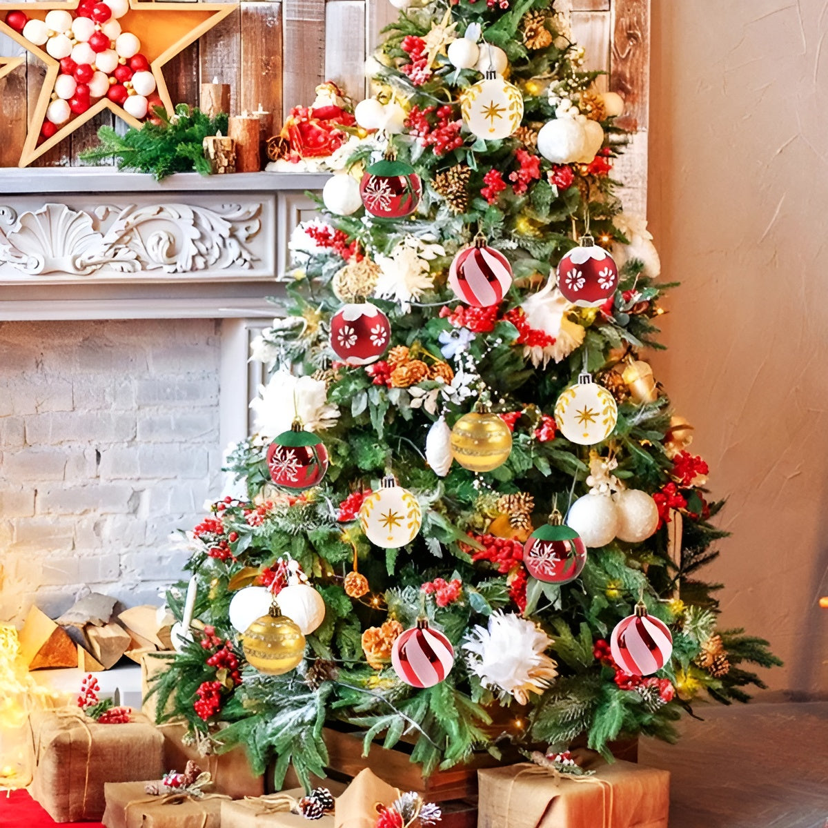 Glas Weihnachtskugeln – Elegantes Set mit Muster | 6 Stück für den Christbaum