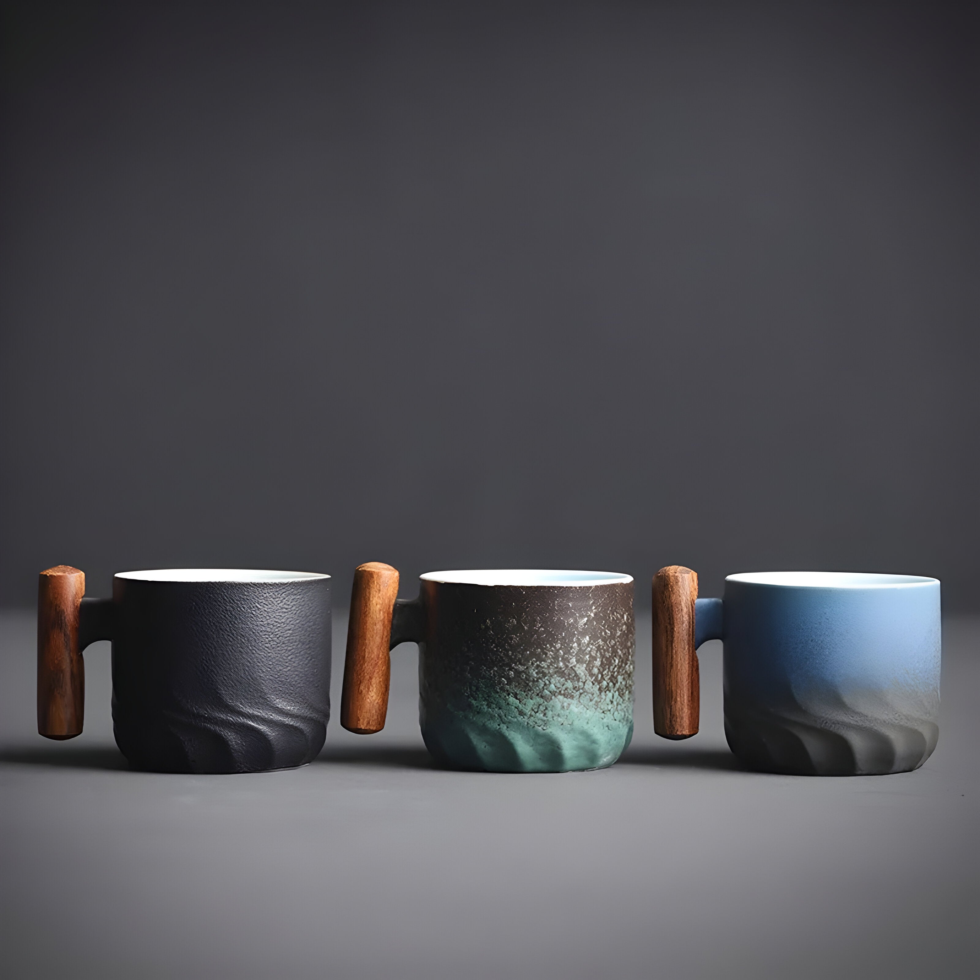 CaféClay Cup - Retro-Keramik-Kaffeebecher mit Holzgriff