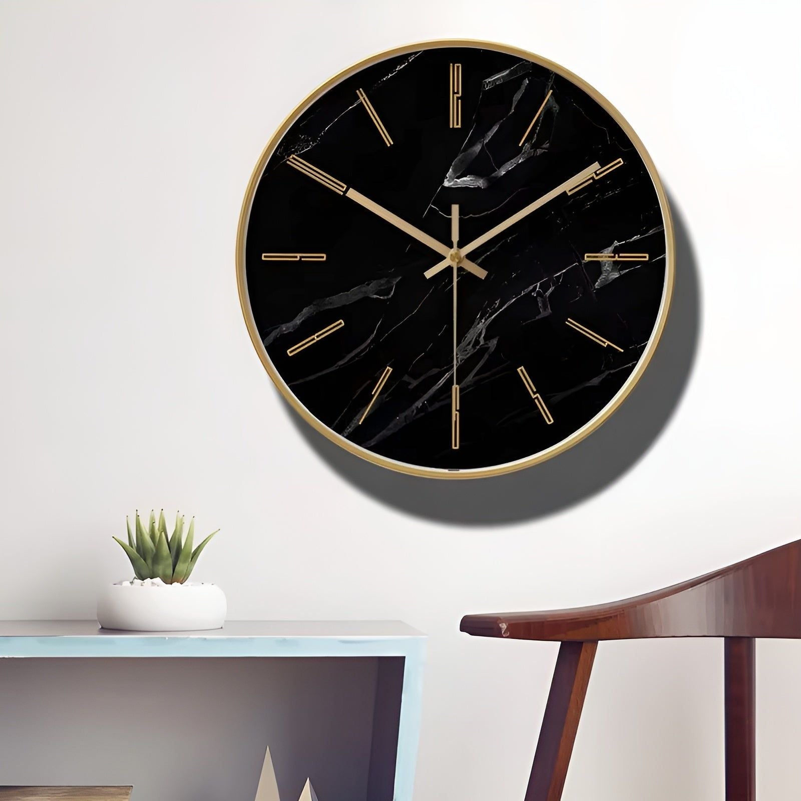 SilentGaze Clock - Luxuriöse Marmor-Wanduhr Elegare