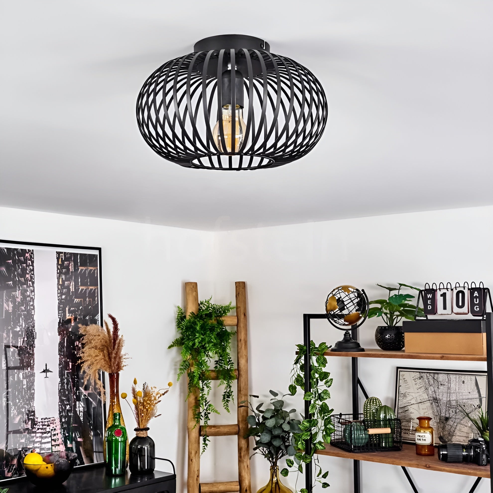 Industrielle Deckenleuchte im Laternen-Design – Dekorative Lampe für Flur, Balkon, Wohnzimmer & Esszimmer