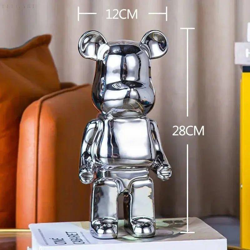 Spark Bear - Nordischer schillernder Träumer Bärenstein Statue - Elegare - DEA155 -  28cm-Silber 