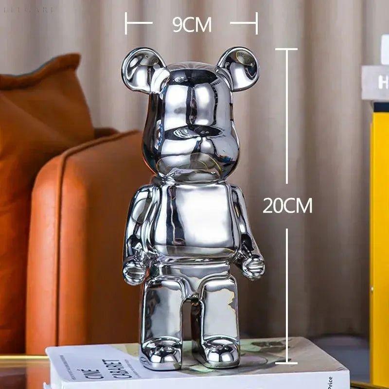 Spark Bear - Nordischer schillernder Träumer Bärenstein Statue - Elegare - DEA155 -  20cm-Silber 