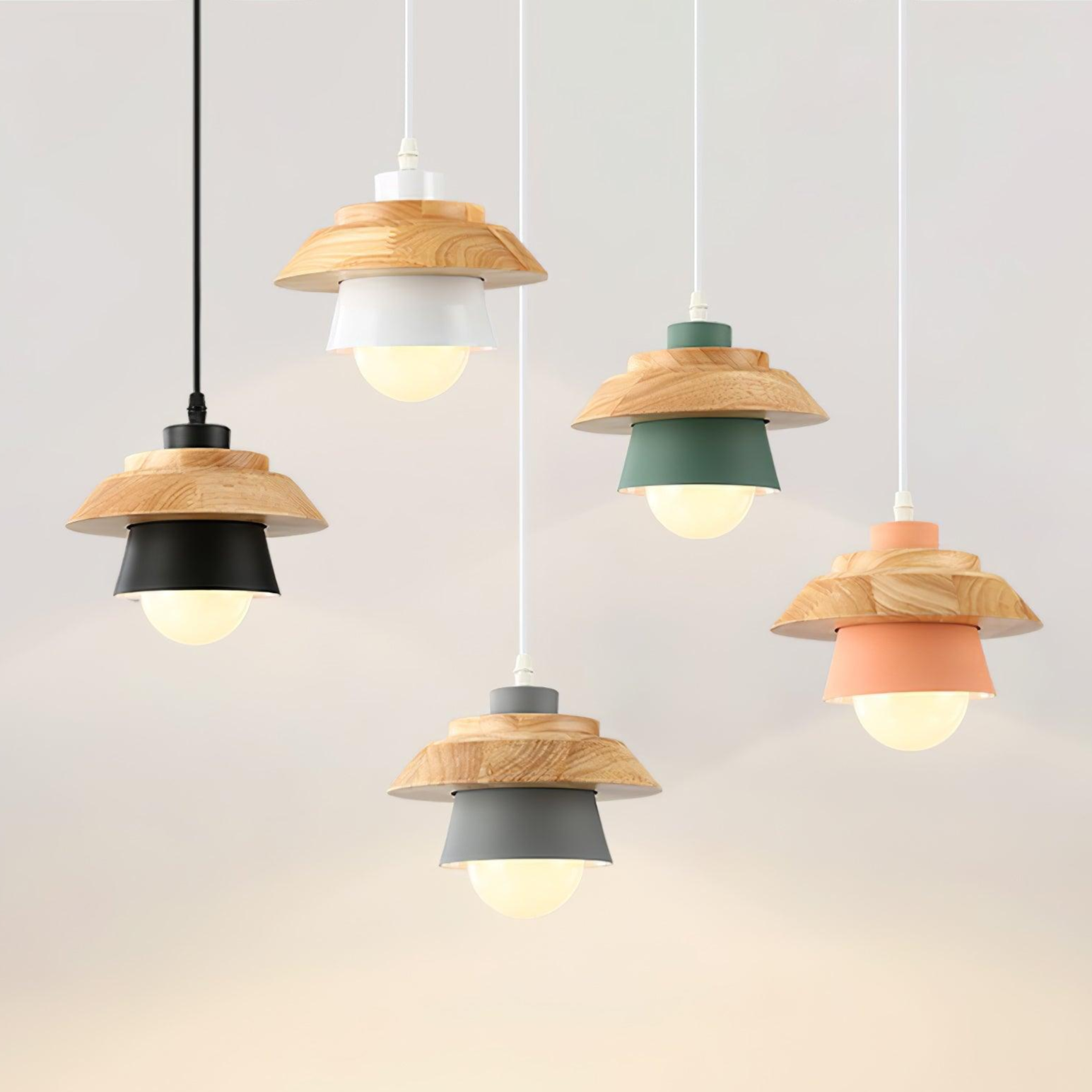 NordicMacaron Light - Moderne Nordische Holz Macaron Hängende Deckenleuchte