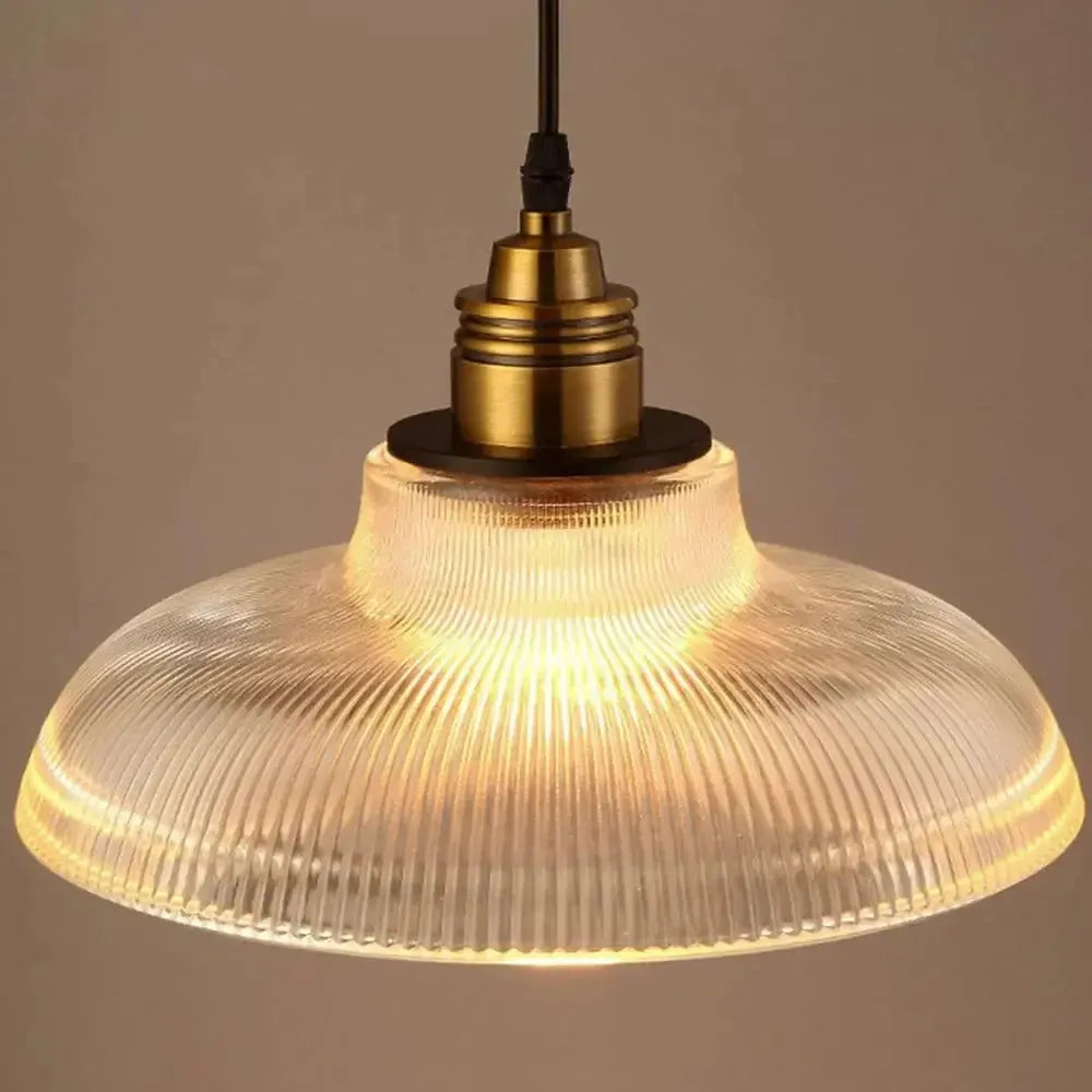 StripeGleam Lampe - Amerikanische Vintage Streifen Glas Pendelleuchte Elegare