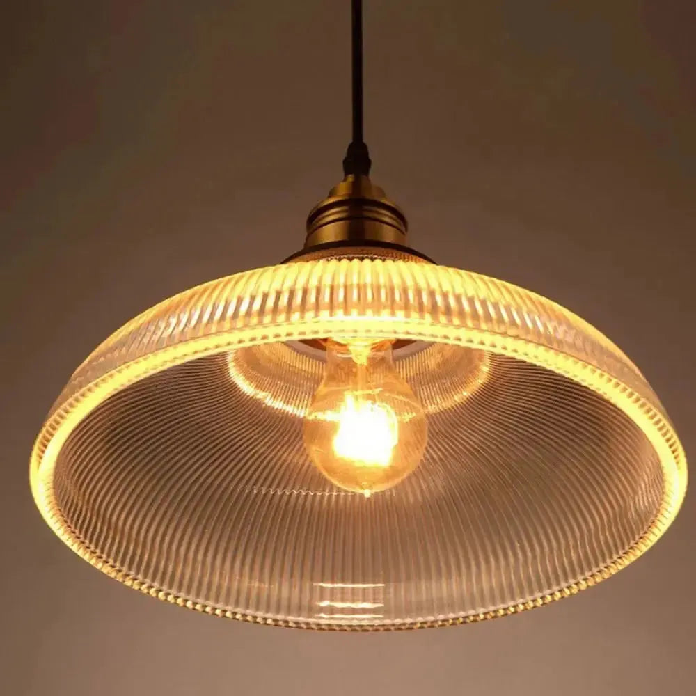 StripeGleam Lampe - Amerikanische Vintage Streifen Glas Pendelleuchte Elegare