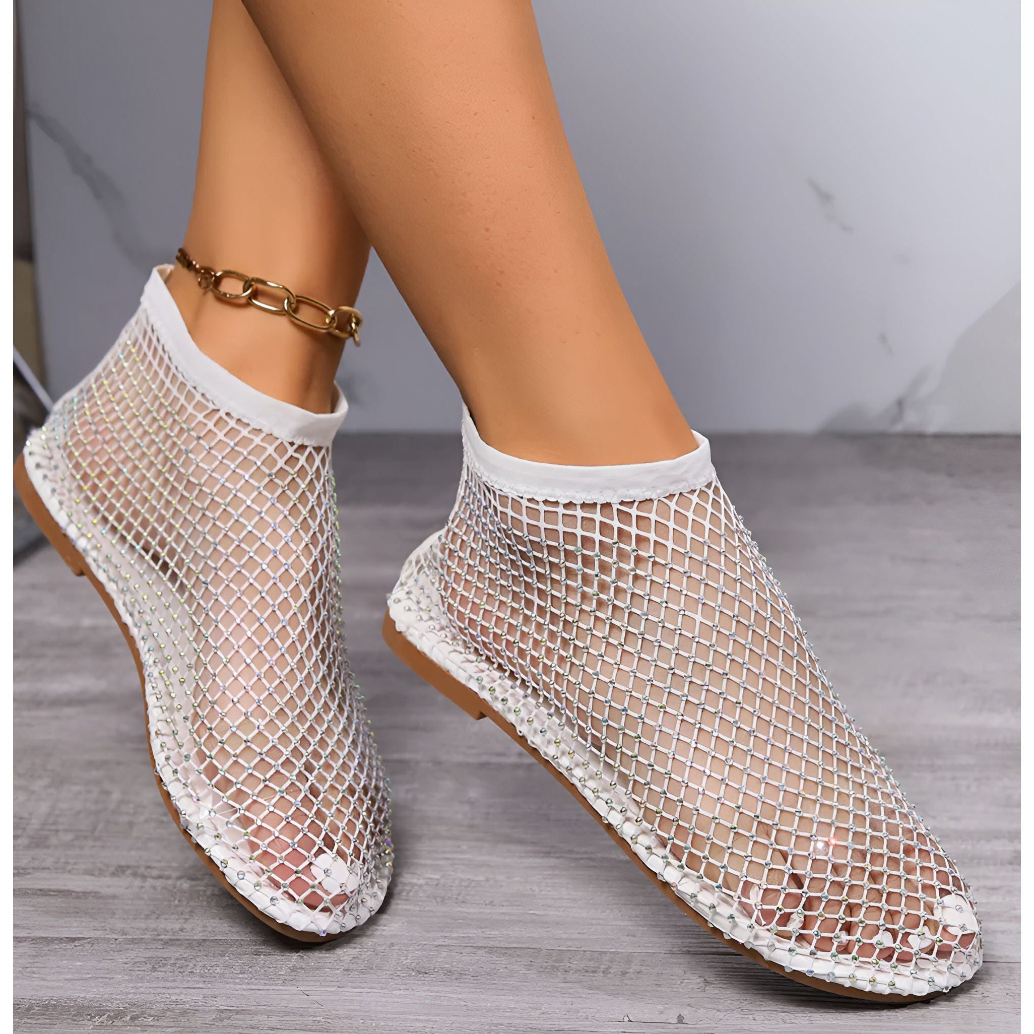 Gemma Mesh Sandals - Elegante und Atmungsaktive Sommersandalen mit Diamant-Luxus - Elegare