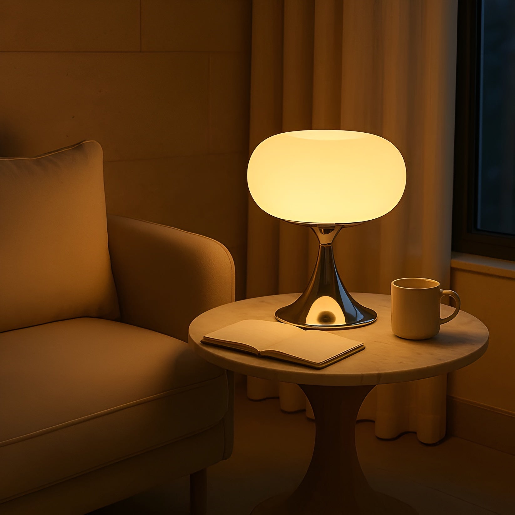 Tischleuchte im Bauhaus-Stil – Warmes Licht & apfelförmiger Glasschirm | Stilvolle Beleuchtung für eine gemütliche Atmosphäre Drahtlose Wandleuchte – Modernes Design | Warmes Licht für eine gemütliche Atmosphäre