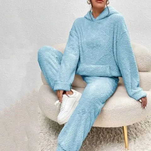 Teddy Fleece Hoodie und Jogginghose Set – Warmes 2-teiliges Outfit