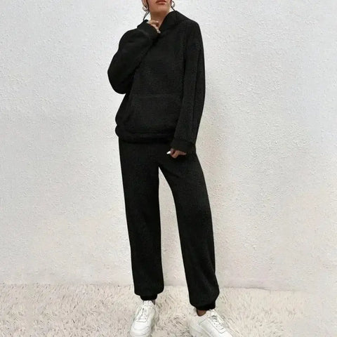 Teddy Fleece Hoodie und Jogginghose Set – Warmes 2-teiliges Outfit
