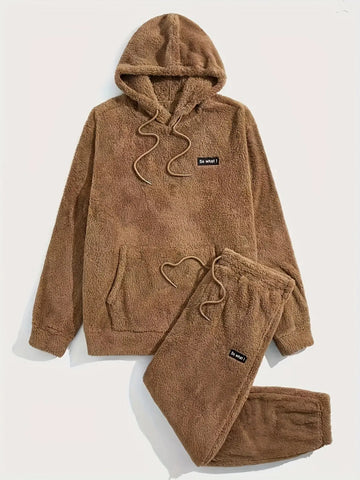 Herren Teddy-Fleece Pyjama Set – Warme 2-teilige Winterset
