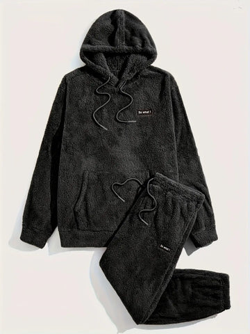 Herren Teddy-Fleece Pyjama Set – Warme 2-teilige Winterset