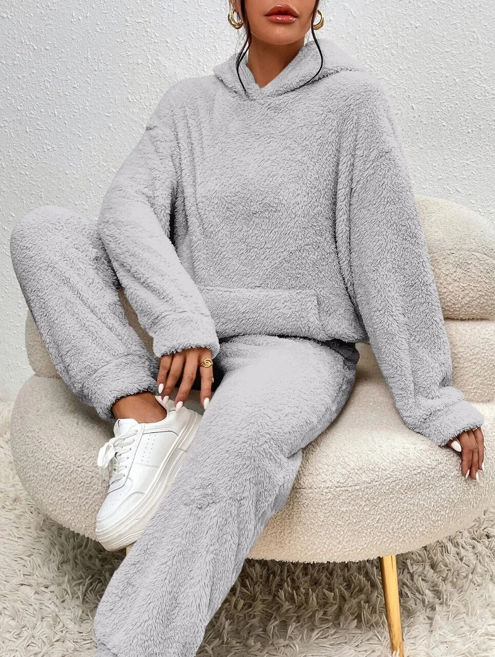 Teddy-Loungewear-Set Damen – gemütlicher Freizeitanzug