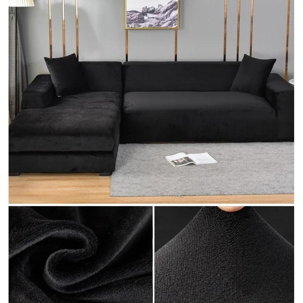 LuxPlush Sofa Cover - Elastischer Bezug aus dickem Samt für L-förmige Ecksofas