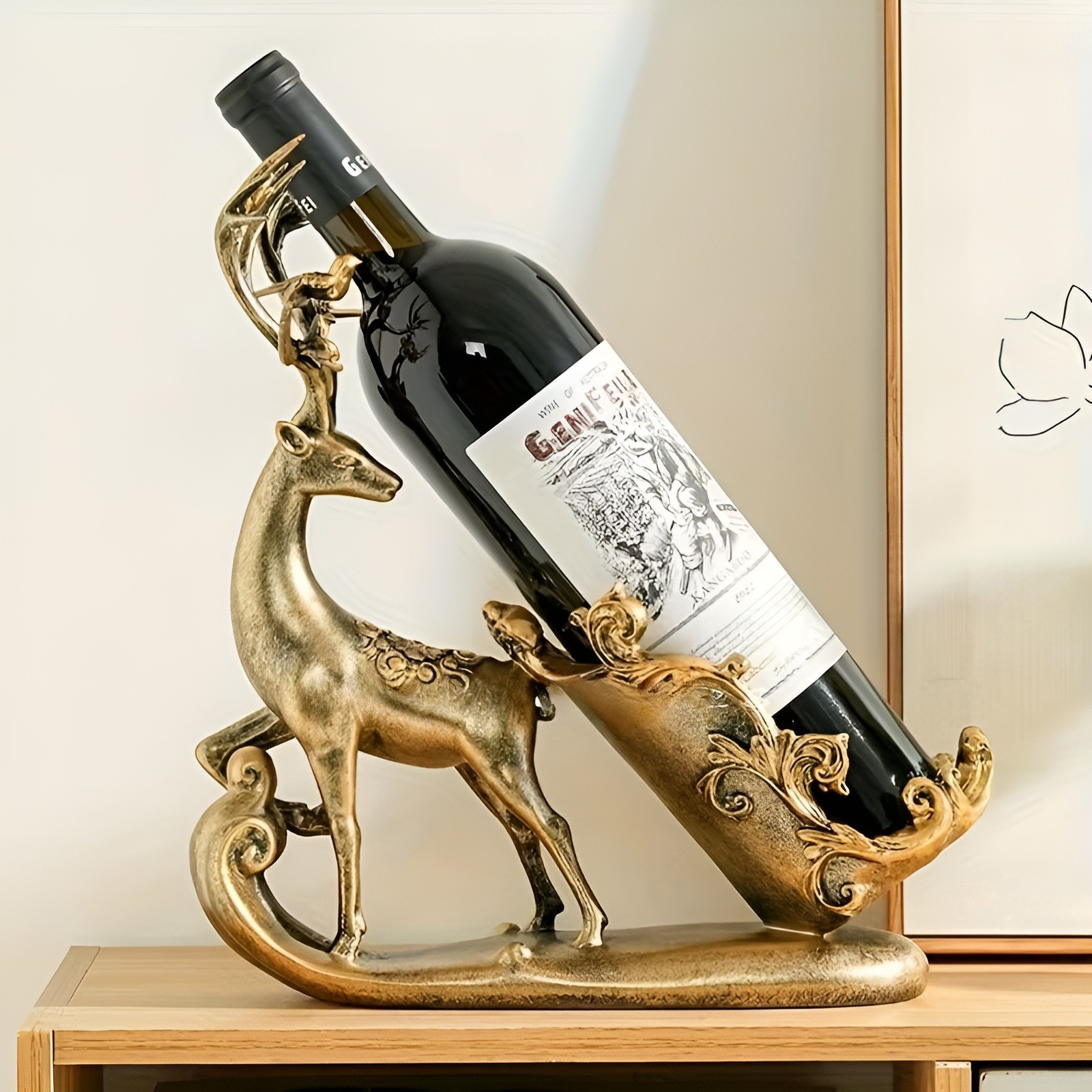 Weinregal mit Hirschmotiv – Dekorativ und Hochwertig | Leichtes Design für stilvolle Weinaufbewahrung - Weinregal