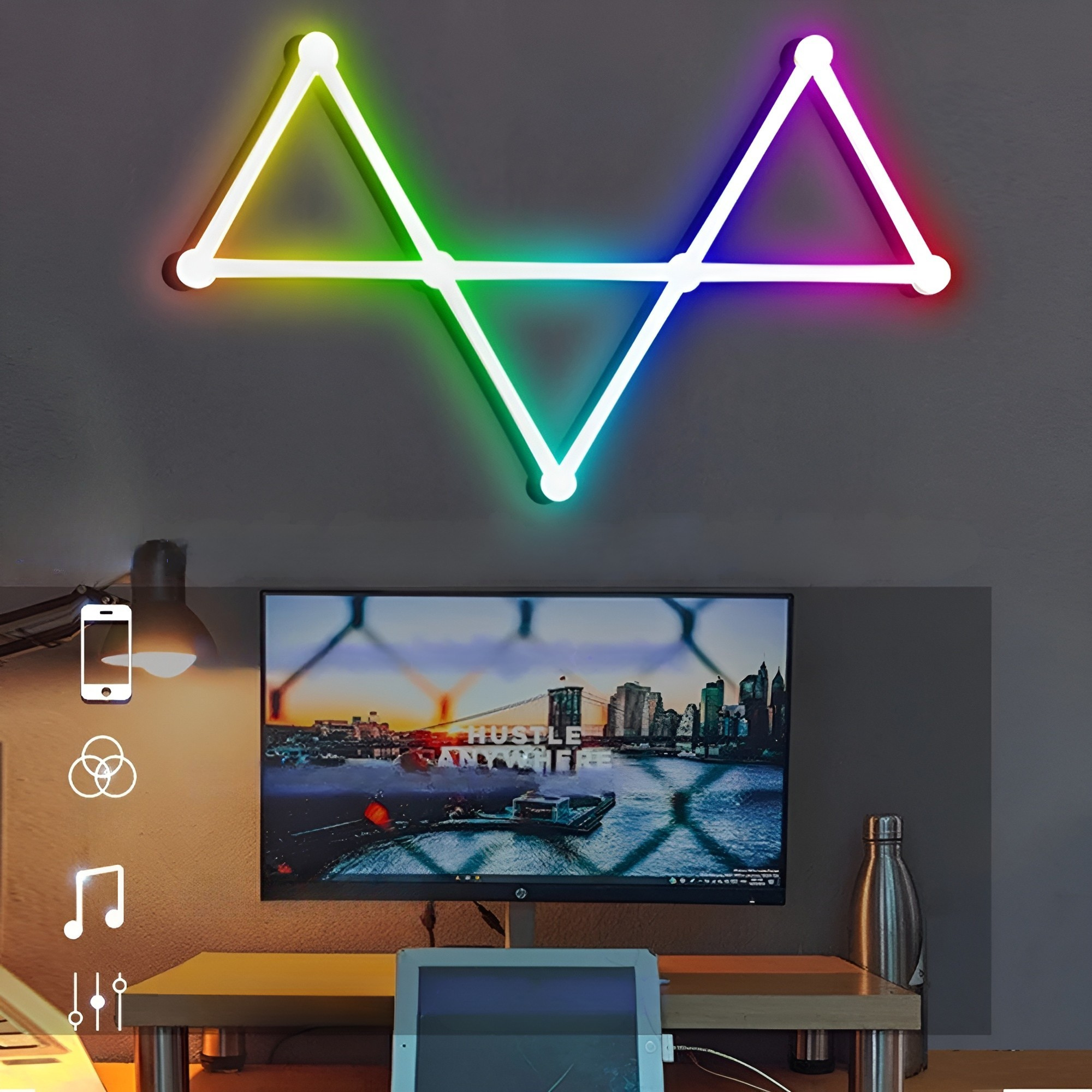 Smarte RGB Wandleuchte – Farbwechsel & Musiksteuerung | Perfekte Ambientebeleuchtung für TV, Schlafzimmer & Gamingraum