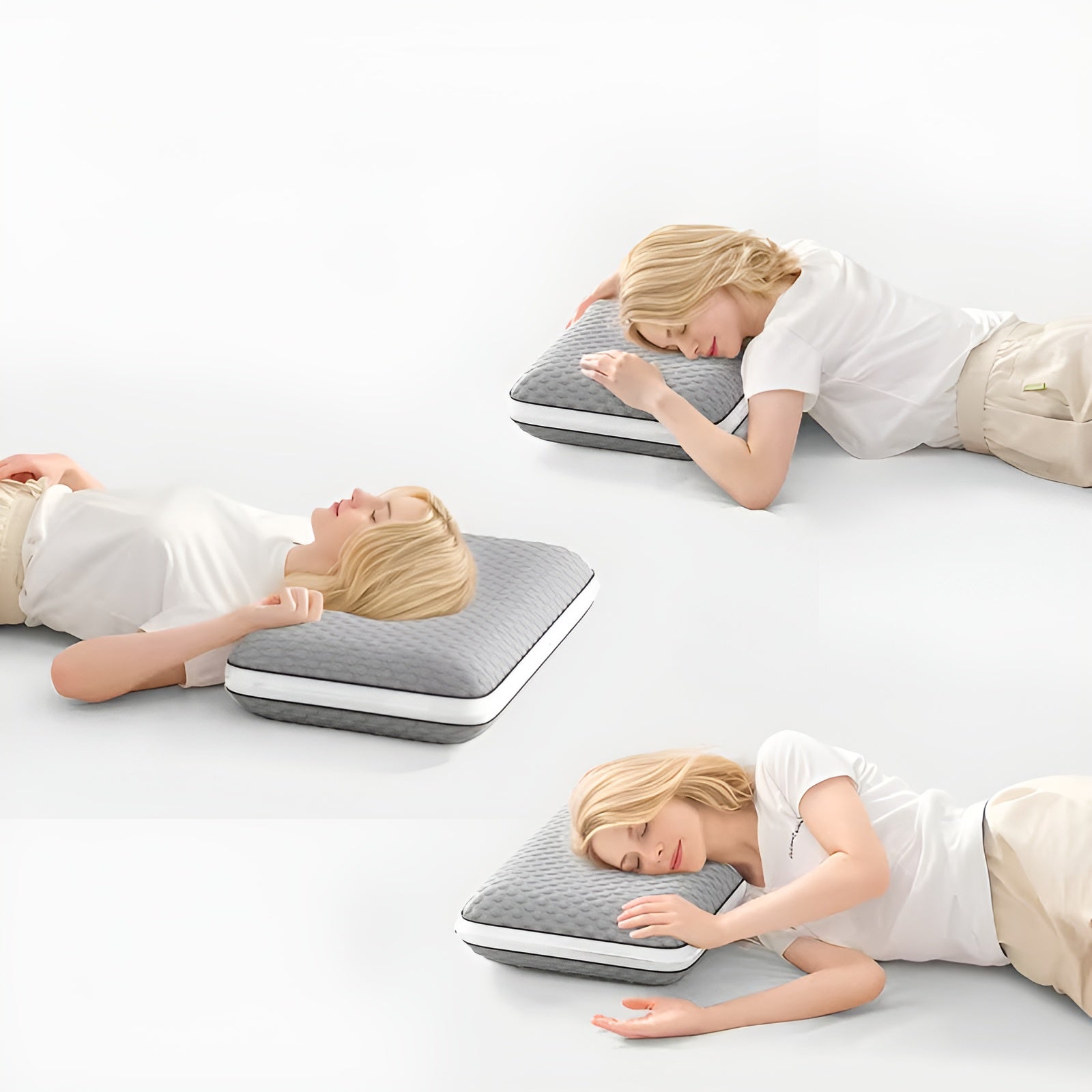 Ergonomisches Kissen mit Kühlfaser – Beidseitig & Atmungsaktiv | Ideal für Rücken- Seiten- und Bauchschläfer - Grau