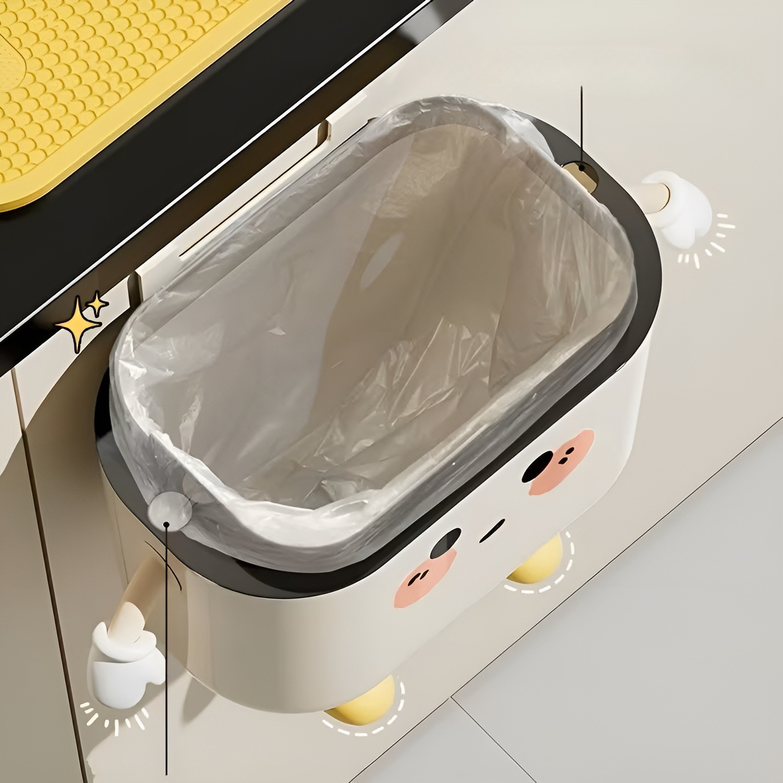 Hängender Mülleimer – Modern und Platzsparend | Mit Deckel für Küche und Badezimmer - Decke