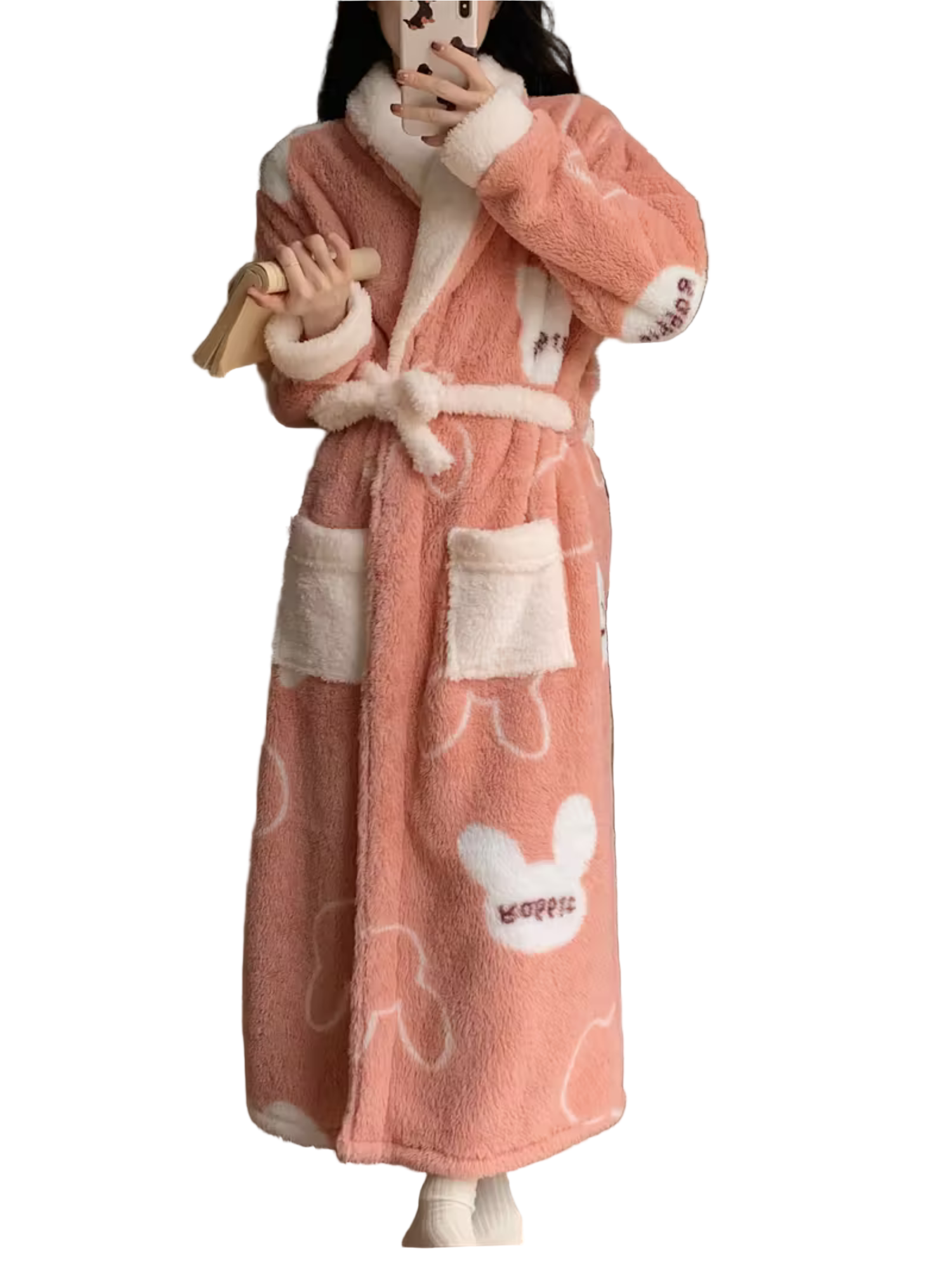 Damen Winterbademantel aus Plüsch – Dick, Warm & Gemütlich | Mit Gürtel, Maschinenwaschbar