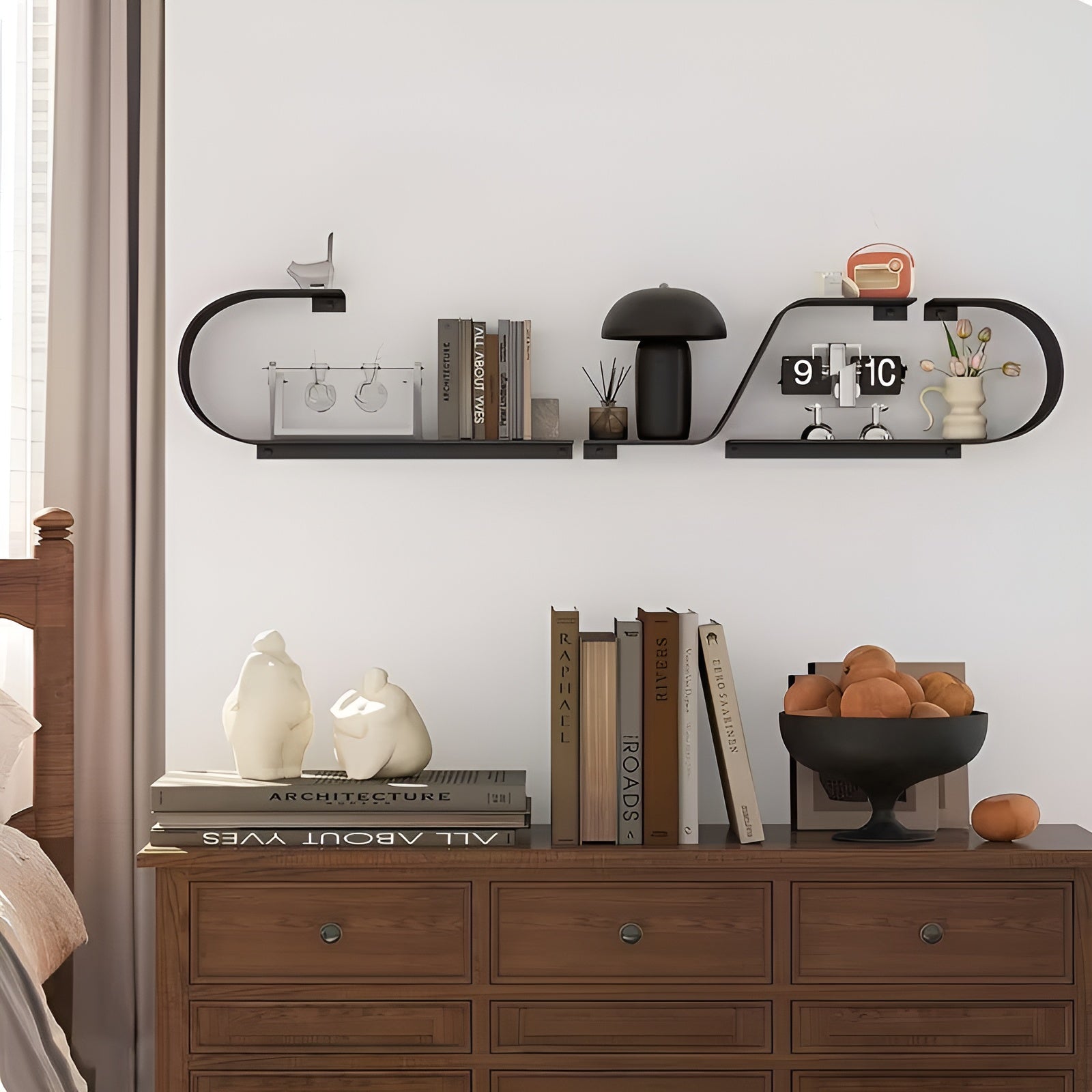 Schwarze Schweberegale 3er-Set – Moderne Metall Wandregale | Dekorative Floating Shelves für Zuhause - Wandregal