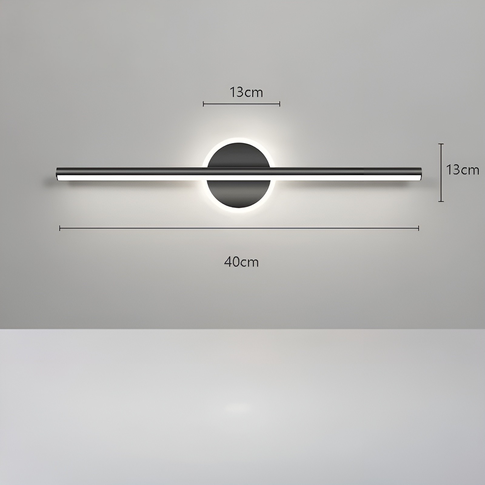 LED-Wandleuchte mit Spiegelfront – Schwarzgold Minimalistisch | Ideal für Schlafzimmer, Flur, Wohnzimmer und Innenbeleuchtung