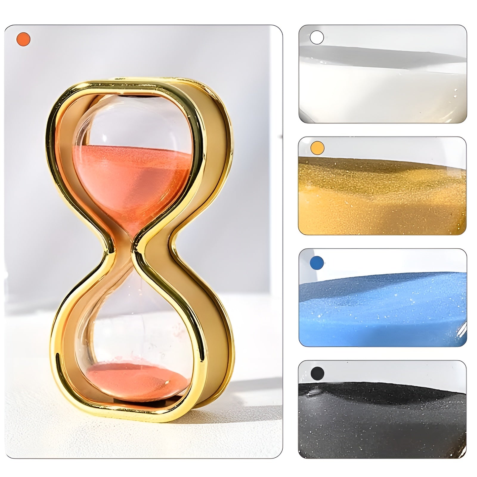 Sanduhr mit farbigem Sand – Dekorativ und Entspannend | Eleganter Metallrahmen ca. 30 Minuten für Büro und Zuhause
