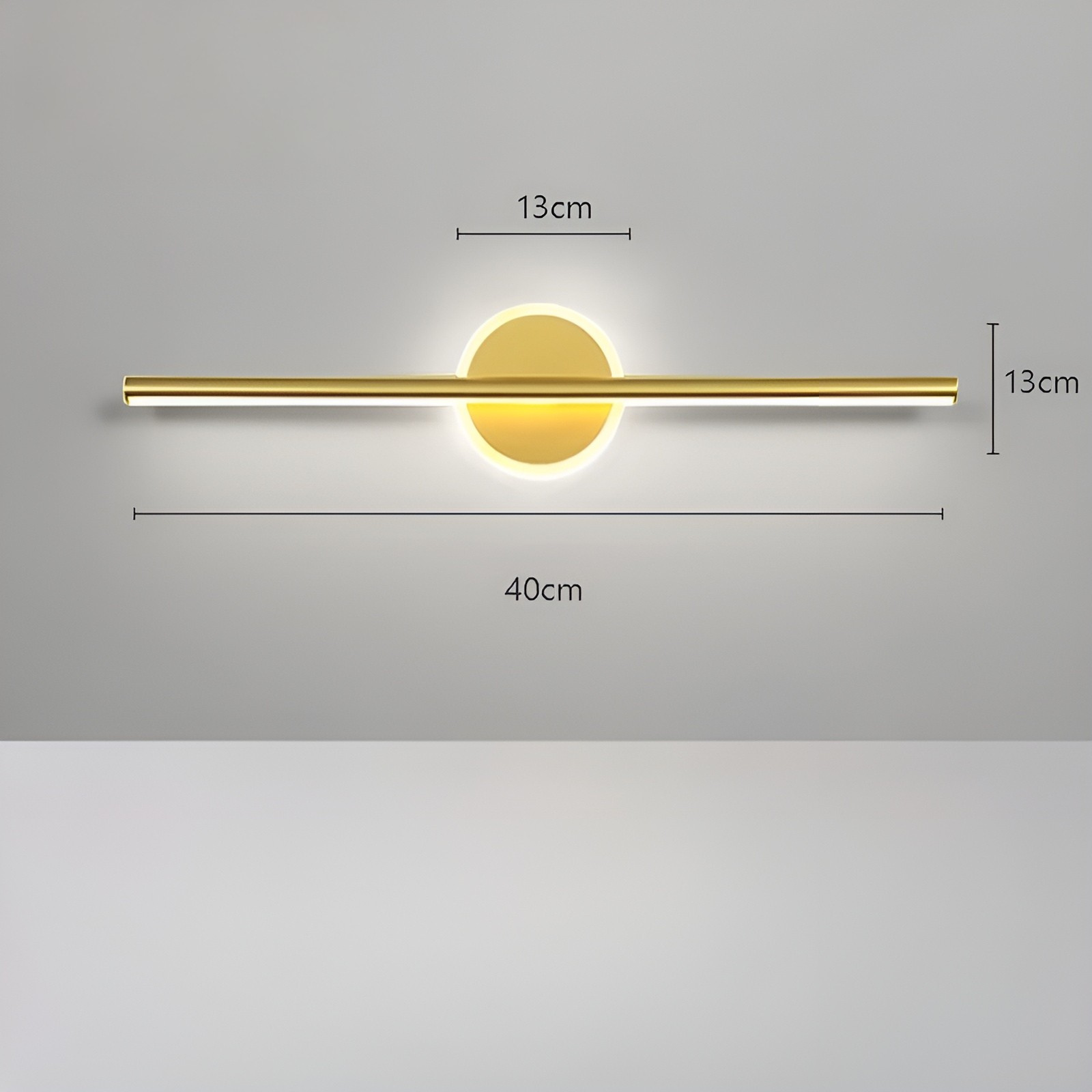 LED-Wandleuchte mit Spiegelfront – Schwarzgold Minimalistisch | Ideal für Schlafzimmer, Flur, Wohnzimmer und Innenbeleuchtung