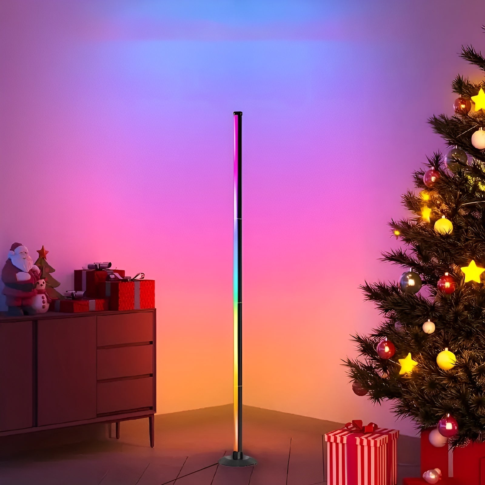LED-Stehleuchte mit RGBICB-Farbwechsel – Moderne Aluminiumleuchte mit App & Fernbedienung | Dimmbare Stimmungsbeleuchtung für Ihr Zuhause