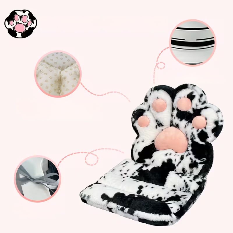 L-förmiges Katzenpfotenkissen – kuschelig und weich | Flauschiges Sitzkissen für Gaming-Stühle und Sofas - Kissen