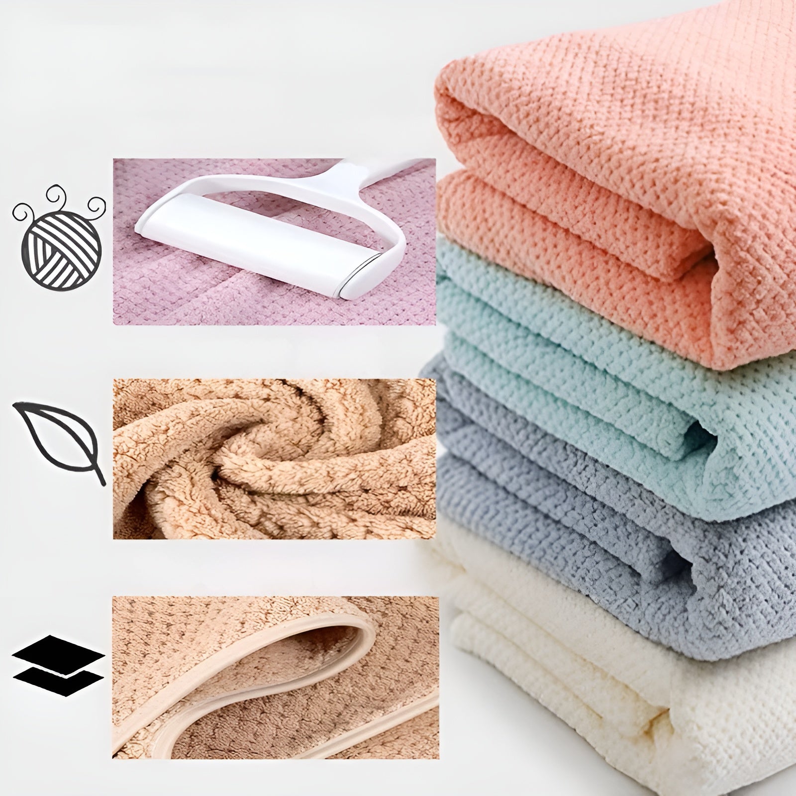 6-teiliges Handtuch-Set – Hochwertig Weich und Saugfähig | 2 Badetücher & 4 Handtücher mit Strukturmuster - Handtuch-Set