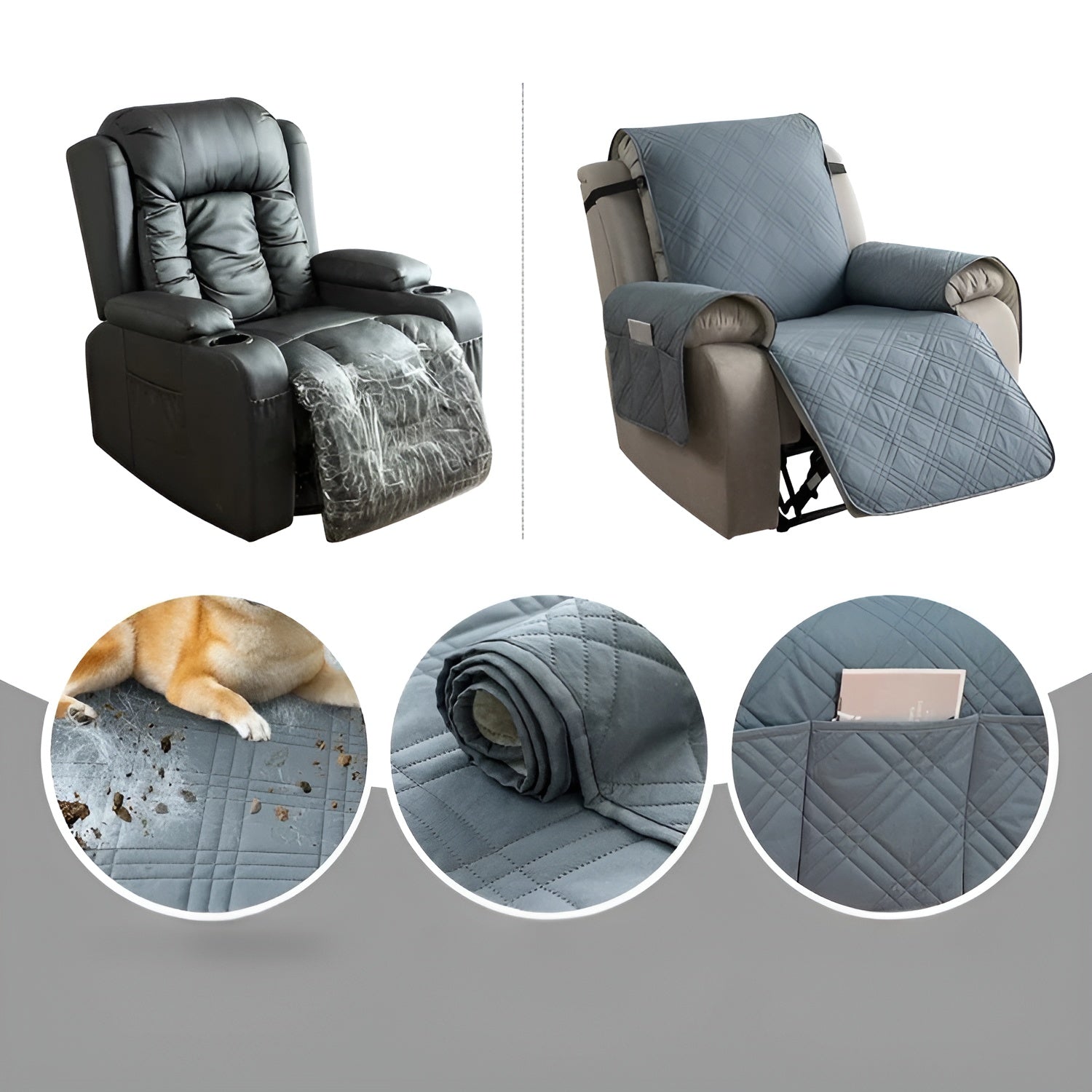 Wasserdichter Sesselüberwurf – Steppdesign in Rautenoptik | Schützt vor Flecken & Abnutzung