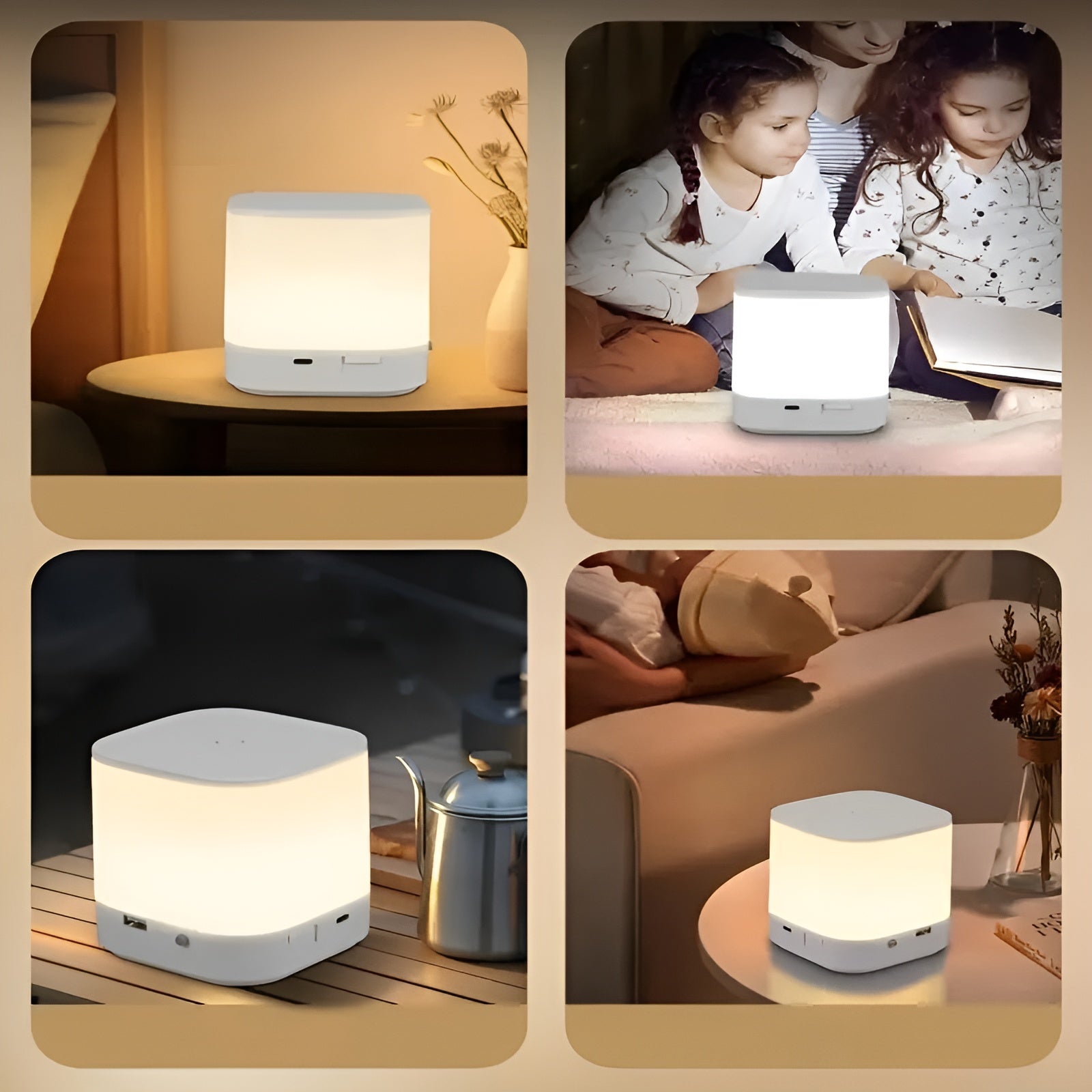 LED-Tischlampe mit Touch-Dimmer – Einstellbare Helligkeit & Farbtemperatur | USB-Aufladung, Timer, Ideal fürs Schlafzimmer