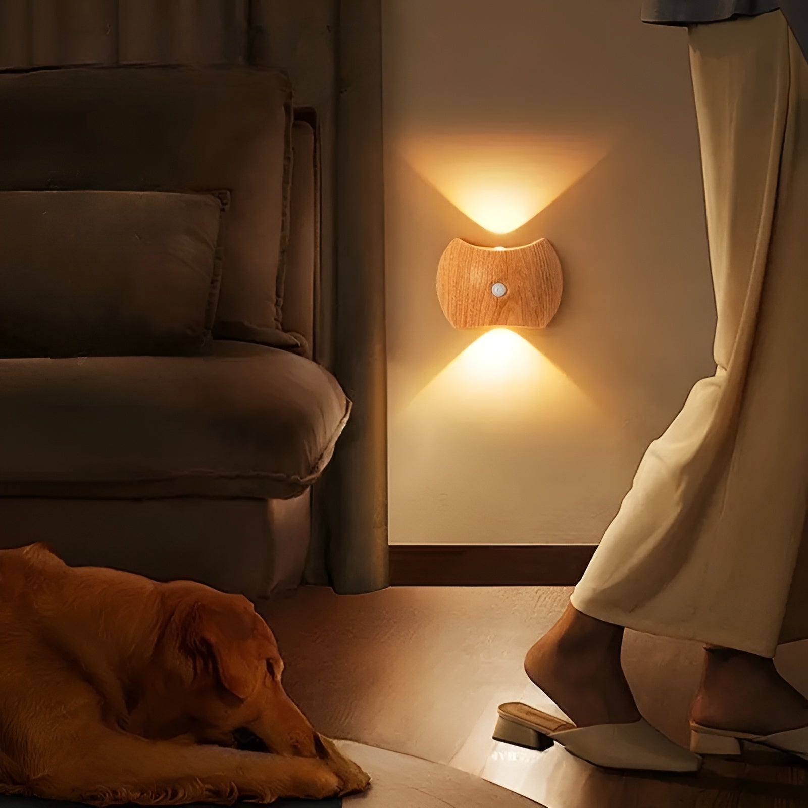 LED-Wandleuchte mit Bewegungsmelder – Wiederaufladbar & Smart | Ideal für Schlafzimmer & Flur