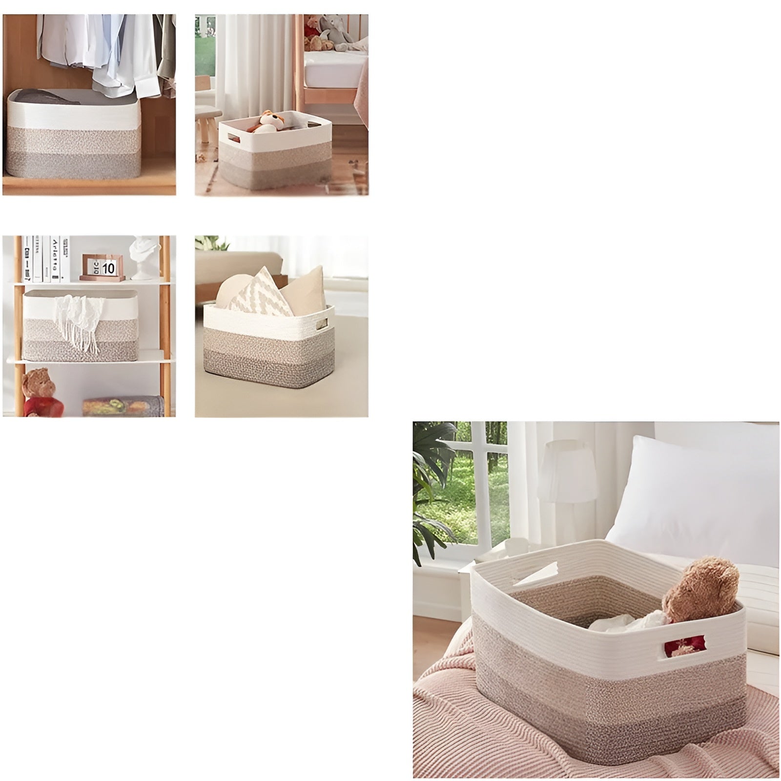 Großer Aufbewahrungskorb aus Geflochtener Baumwolle – 70 L Fassungsvermögen, Stabil & Stilvoll | Perfekt für Wäsche, Spielzeug & Wohnzimmer