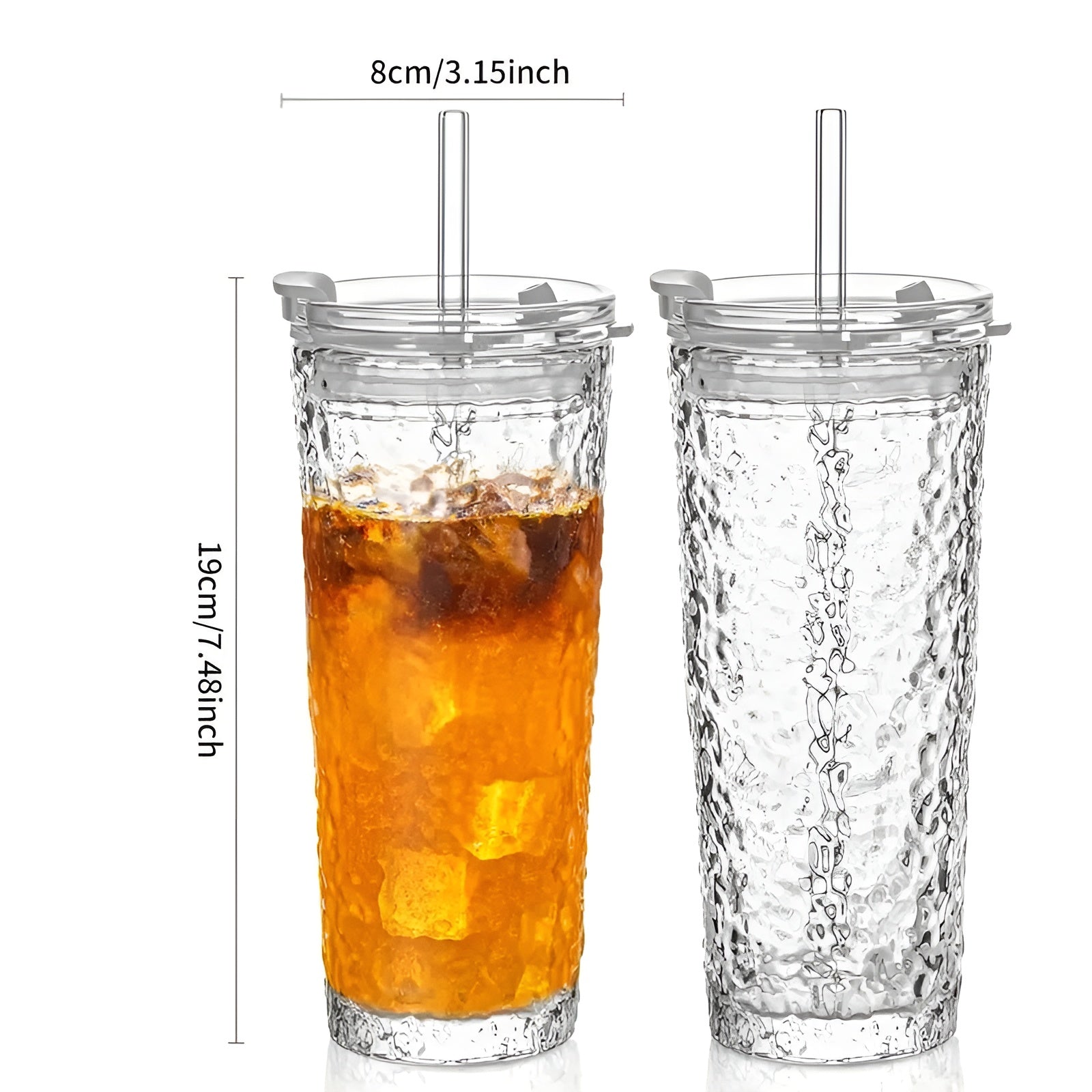Trinkgläser mit Deckel & Strohhalm – Modernes 2er-Set aus Glas | Wiederverwendbar & Rutschfest, Ideal für Kaffee, Tee & Kaltgetränke