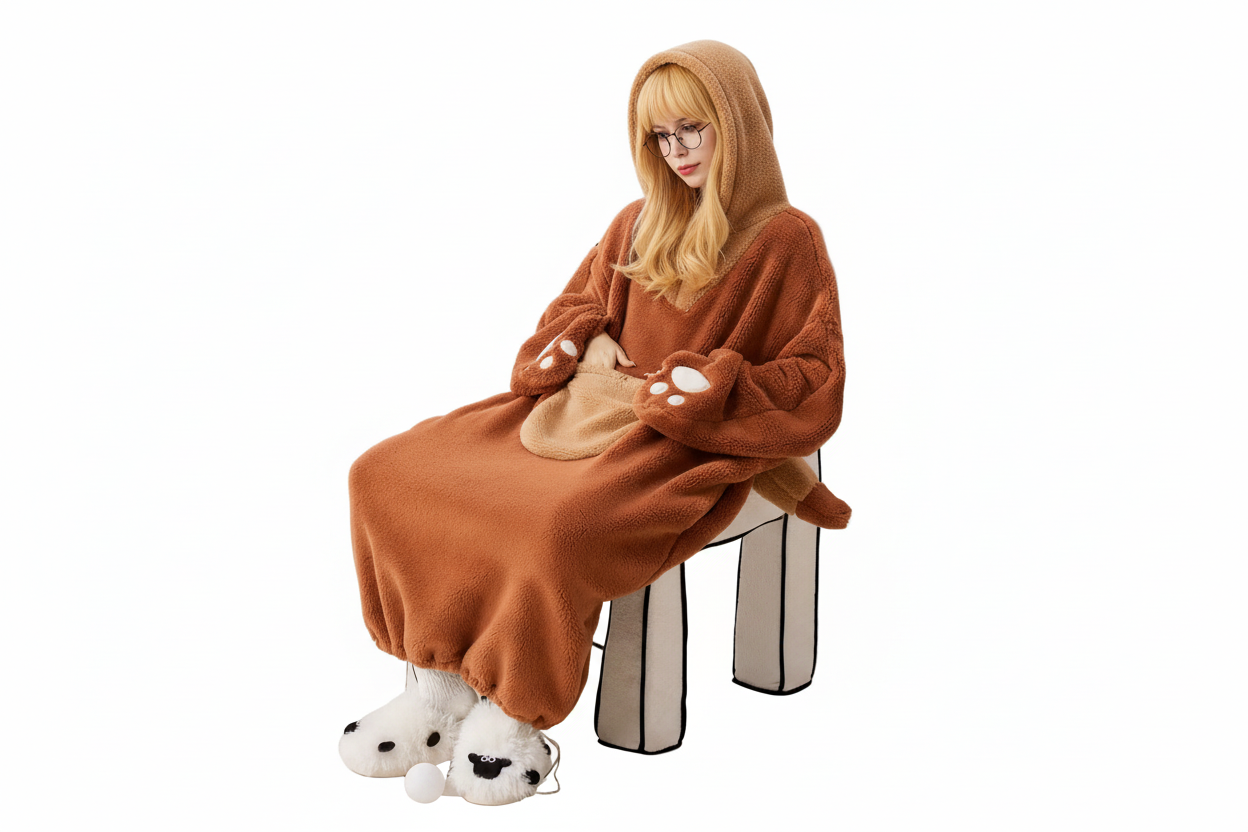 Kapuzen-Decke für Damen – Extra Warm & Kuschelig | Oversize Loungewear für Zuhause und Draußen - Decke