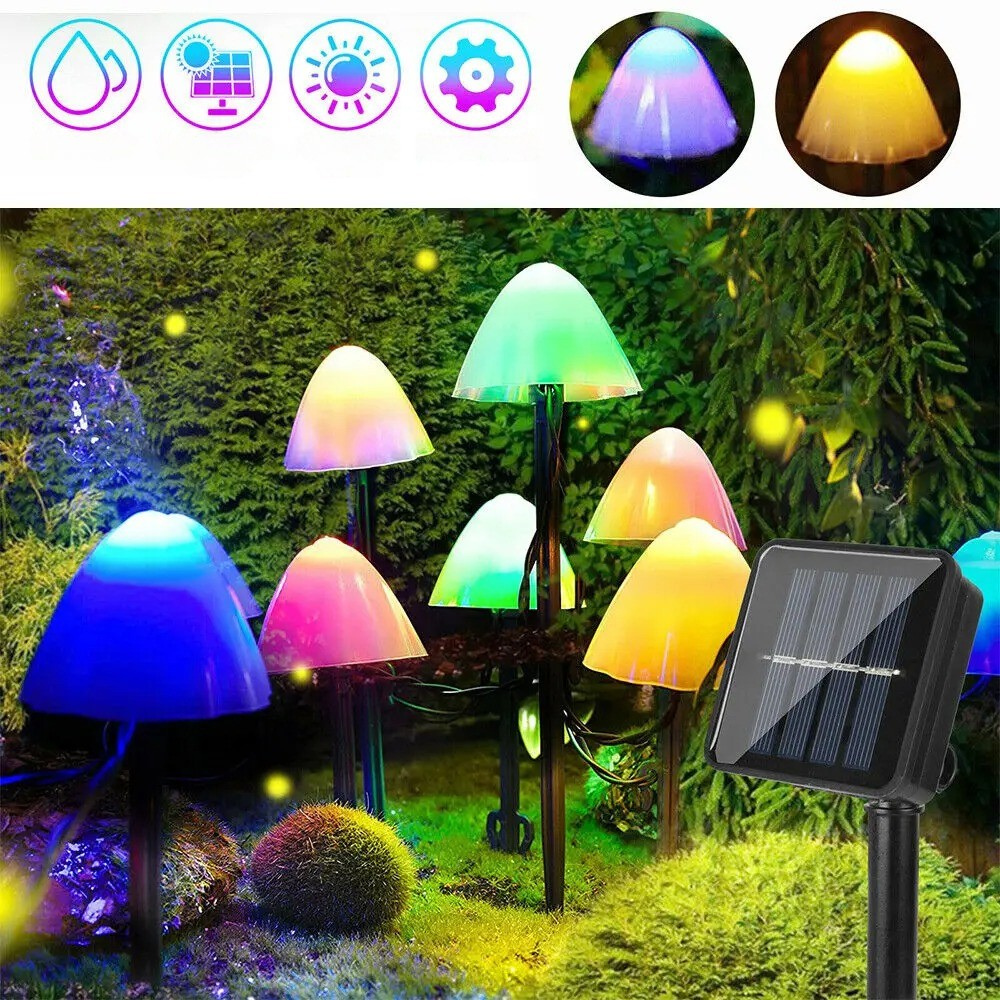 BrightPath Light - 10-Teilige Wasserdichte Solar-LED-Pilzleuchte