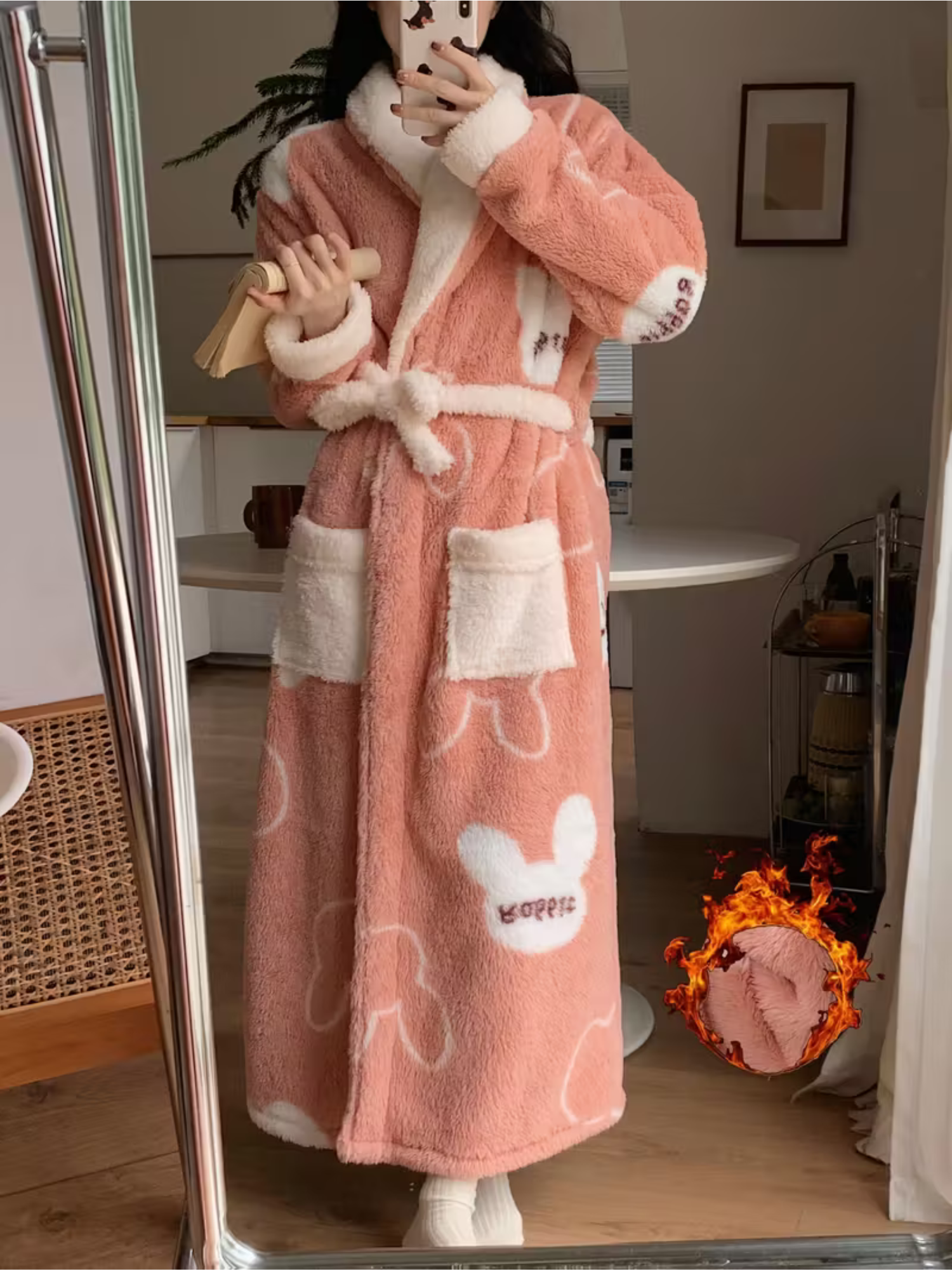 Damen Winterbademantel aus Plüsch – Dick, Warm & Gemütlich | Mit Gürtel, Maschinenwaschbar